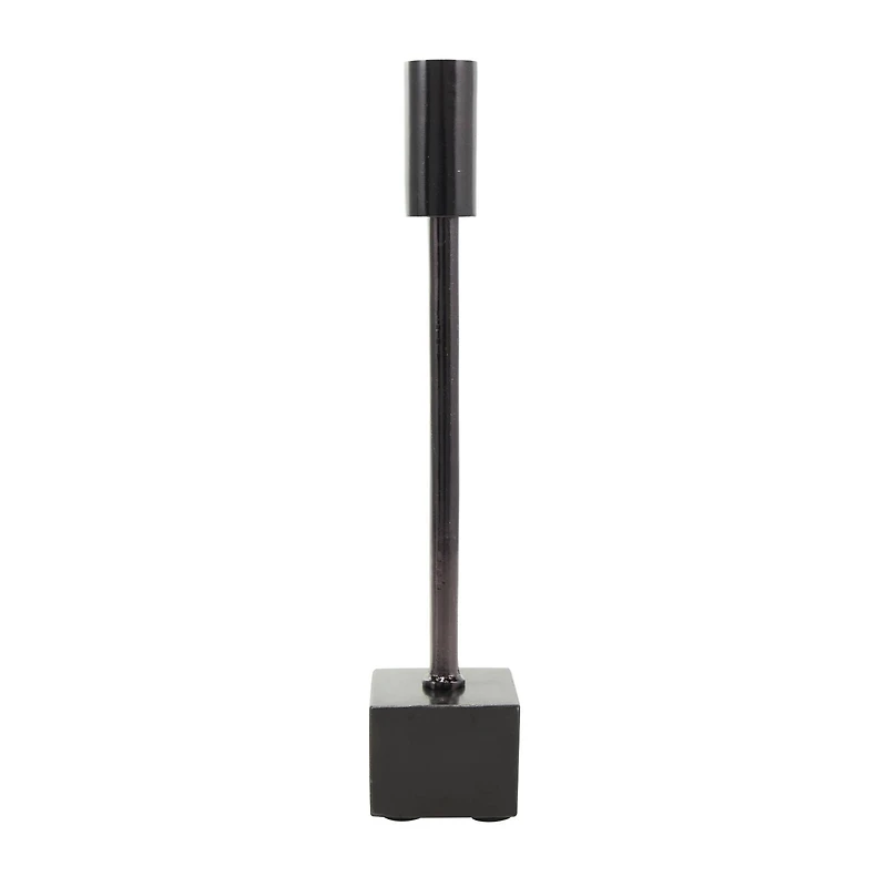 Black Aluminum Slim Candle Holder with Block Base Set