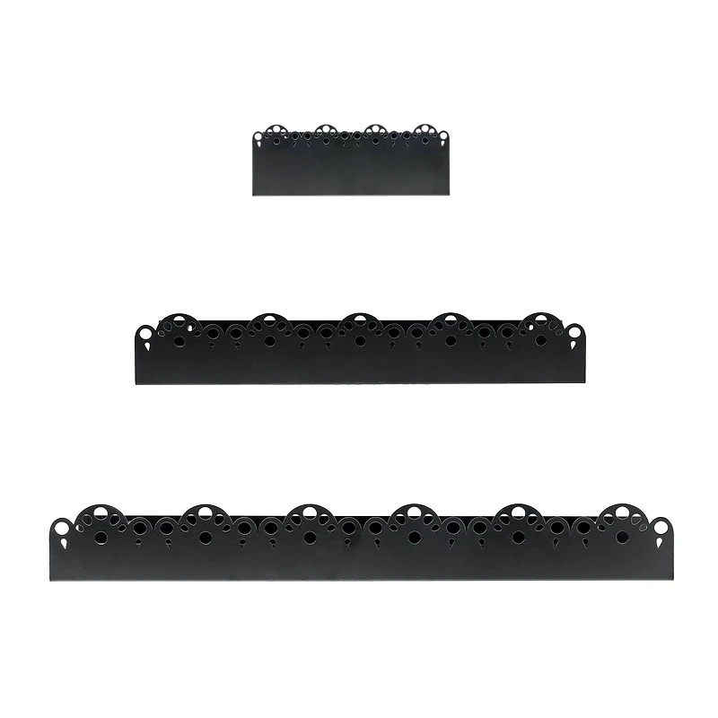 American Art Decor Scallop Metal Floating Shelves, 3pc Picture Ledge Set, Black - 3" x 5" x 24"