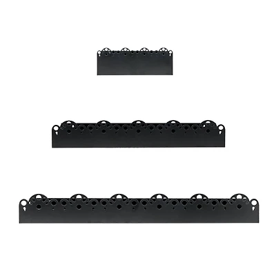 American Art Decor Scallop Metal Floating Shelves, 3pc Picture Ledge Set, Black - 3" x 5" x 24"