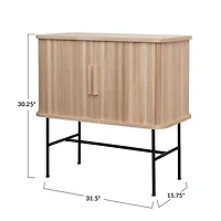 Hello Honey® 3ft. Natural Wood & Black Metal Cabinet with Sliding Doors