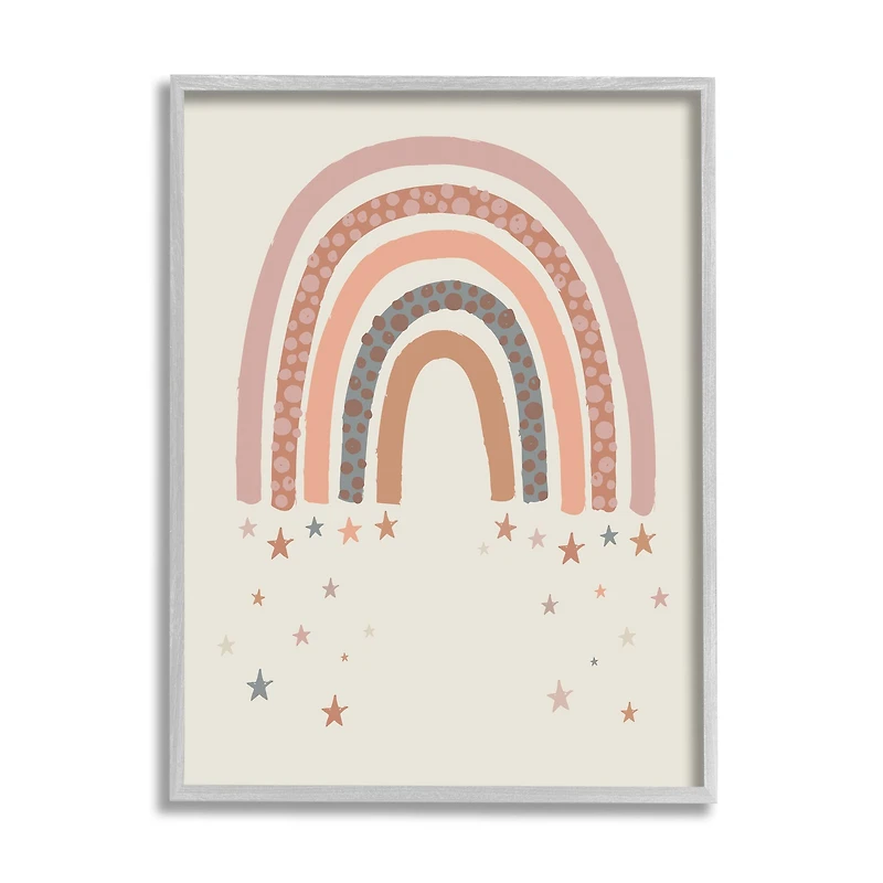 Stupell Industries Desert Rainbow Falling Stars Beige Pink in Gray Frame Wall Art