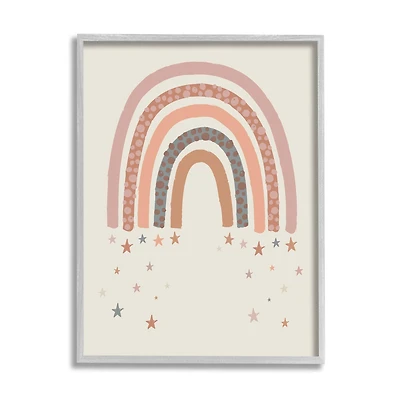 Stupell Industries Desert Rainbow Falling Stars Beige Pink in Gray Frame Wall Art