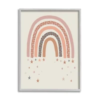 Stupell Industries Desert Rainbow Falling Stars Beige Pink in Gray Frame Wall Art