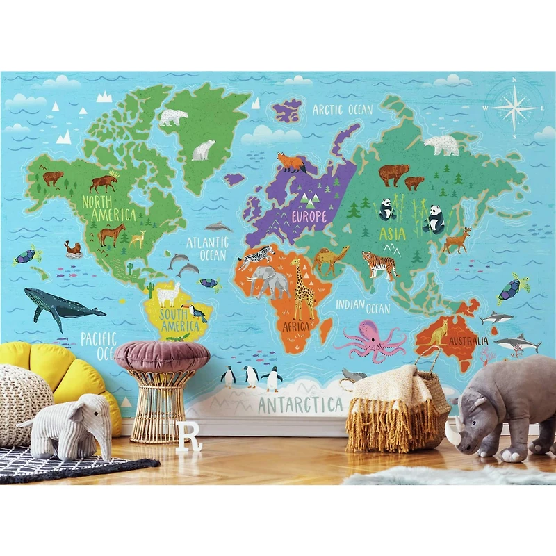 RoomMates World Map Mural Peel & Stick Wallpaper