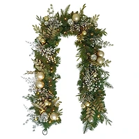 6ft. Battery-Operated Pre-Lit Gold Decorated Artificial Garland