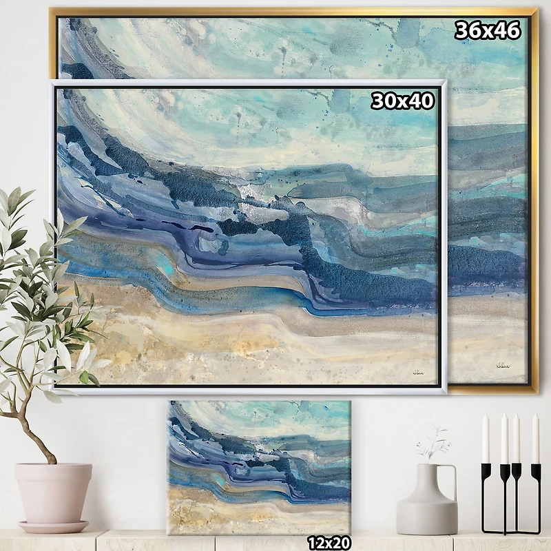 Designart - Coast Blue Sea Waves Watercolour