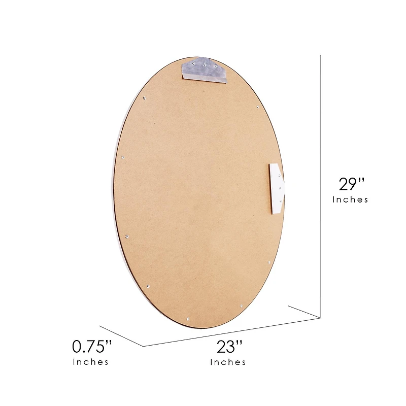 Classic Chrome Oval Metal Framed Beveled Vanity Wall Mirror - 23" x 29"