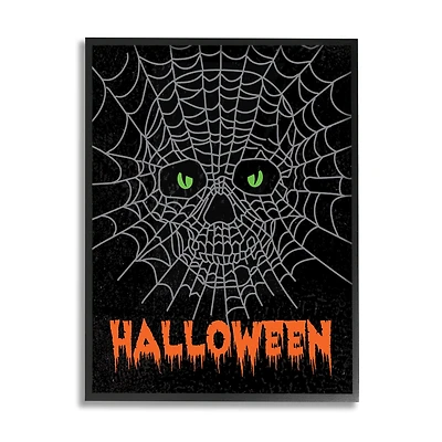 Stupell Industries Spooky Halloween Spider Web Skull Framed Giclée Wall Art