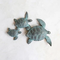 Hello Honey® Teal with Verdigris Finish Turtle Family Wall Décor