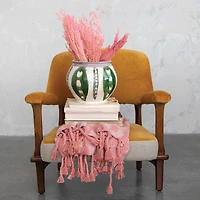 Hello Honey® Pink Geometric Throw Blanket with Braided Fringe