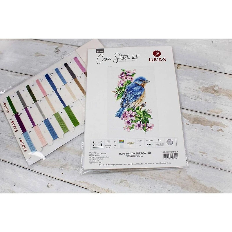 Luca-s Blue Bird On The Branch Counted Cross Stitch Kit