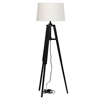 Black Wood Industrial Floor Lamp, 62" x 21" x 21"