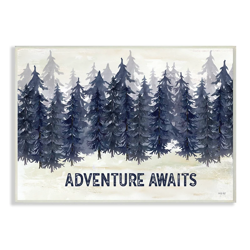 Stupell Industries Adventure Awaits Blue Forest Scene Wall Plaque