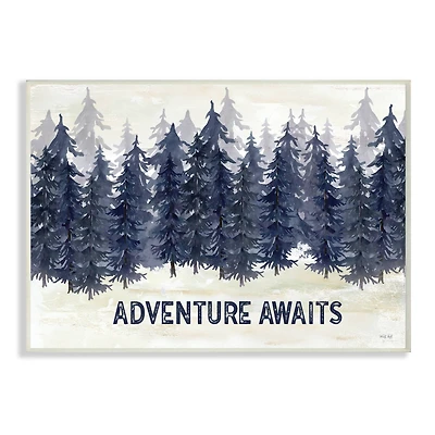 Stupell Industries Adventure Awaits Blue Forest Scene Wall Plaque