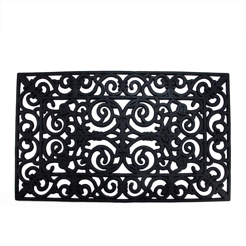 Black Open Back Scroll Welcome Doormat