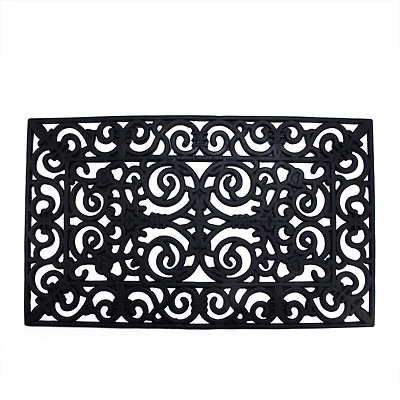 Black Open Back Scroll Welcome Doormat