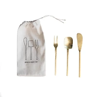 Hello Honey® Gilded Hammered Stainless Steel Appetizer Utensil Set