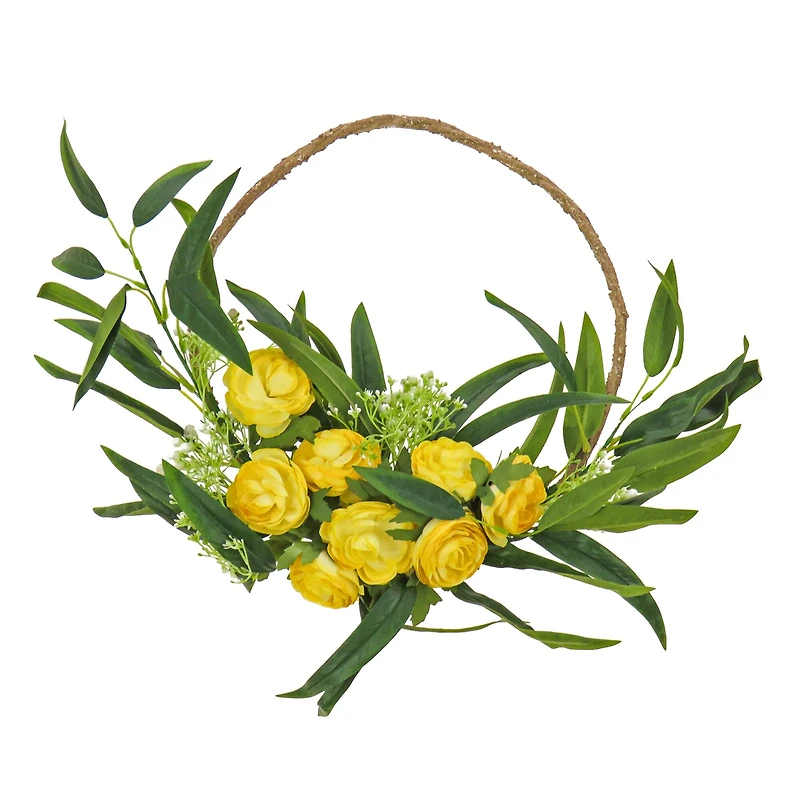 16" Buttercup & Baby’s Breath Hoop Wreath