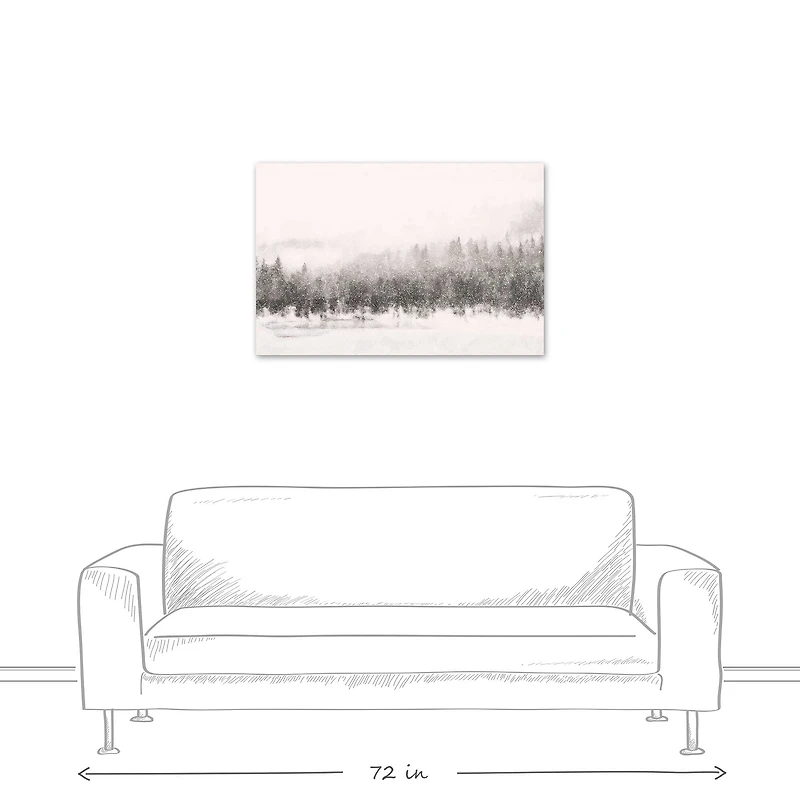 Calm Snowy Trees 36x24 Canvas Wall Art