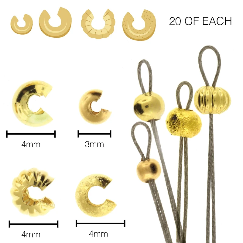 The Beadsmith® Gold Plated Crimp Bead Cover, 80ct.