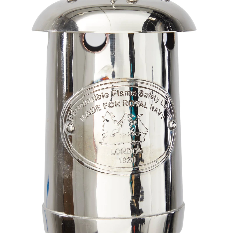 11" Silver Brass Candle Lantern