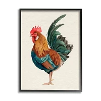 Stupell Industries Traditional Morning Rooster Illustration Elegant Bird Feathers Framed Wall Art