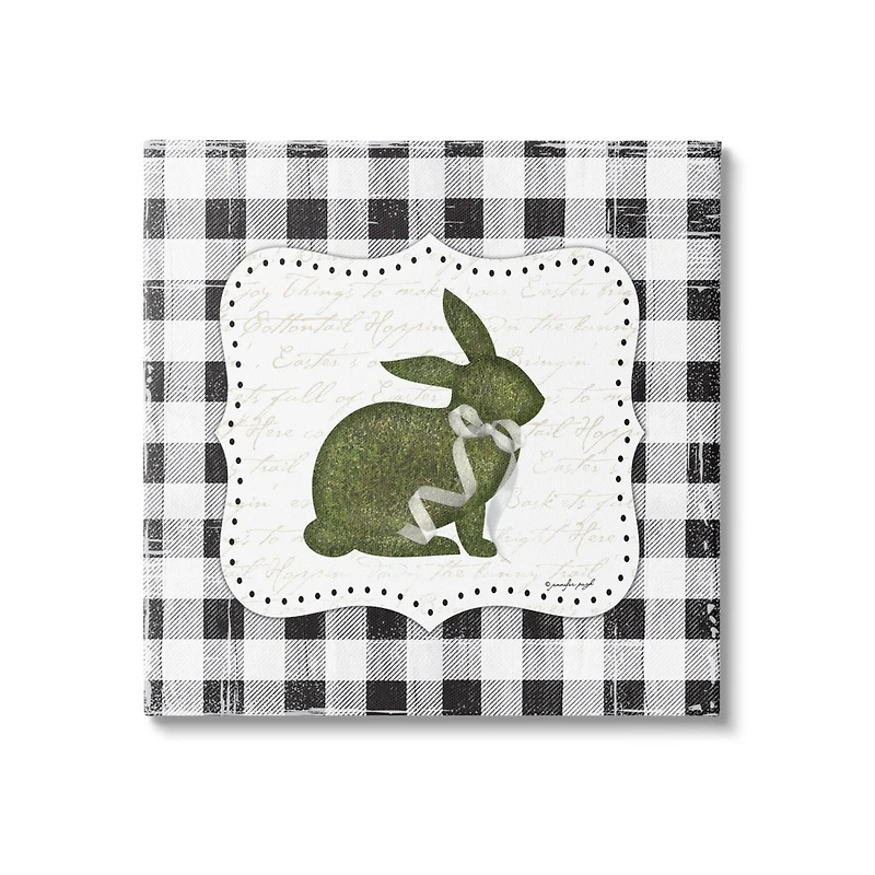 Stupell Industries Festive Easter Bunny Ribbon Spring Plaid Pattern Canvas Wall Art