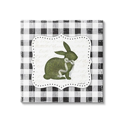 Stupell Industries Festive Easter Bunny Ribbon Spring Plaid Pattern Canvas Wall Art