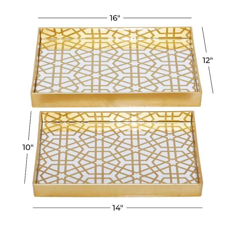 CosmoLiving by Cosmopolitan Matte Gold Plastic Glam Tray Set