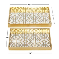 CosmoLiving by Cosmopolitan Matte Gold Plastic Glam Tray Set