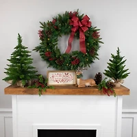 2.5ft. Pre-Lit Mixed Rosemary Emerald Angel Pine Artificial Christmas Wreath