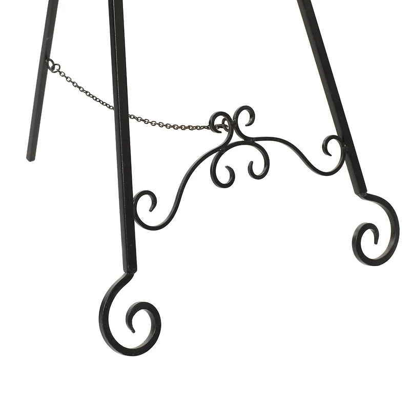 Traditional Black Iron Floor Easel, 46" x 21" x 22"