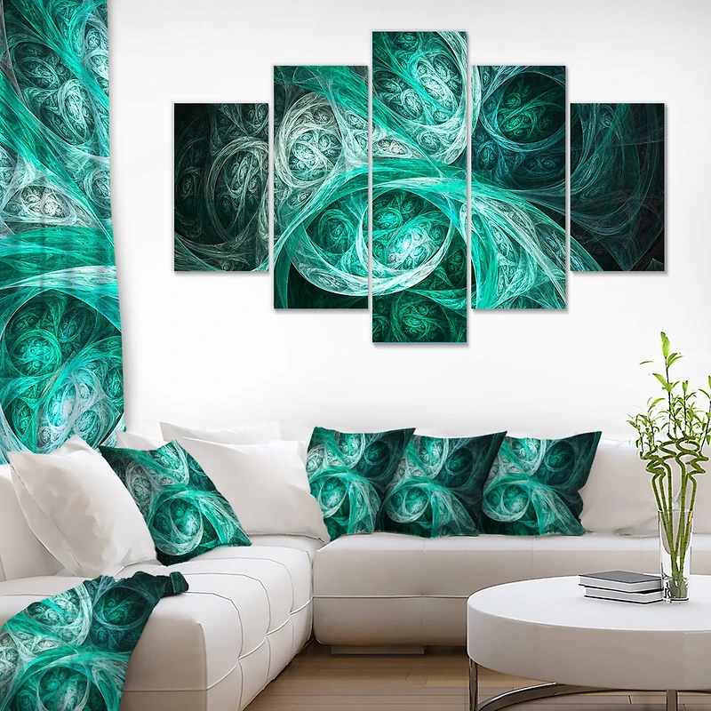 Designart - Mystic Turquoise Fractal - Contemporary Wall Art Canvas