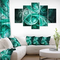 Designart - Mystic Turquoise Fractal - Contemporary Wall Art Canvas