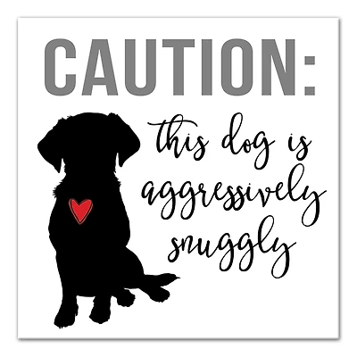 Caution Dog Snuggles Canvas Wall Art