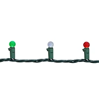 50ct. Red, Green & White LED G12 Berry Christmas Lights Set With Green Wire