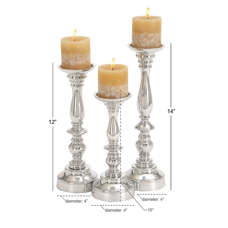 Silver Aluminum Traditional Pillar Candle Holder