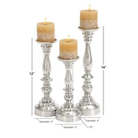 Silver Aluminum Traditional Pillar Candle Holder