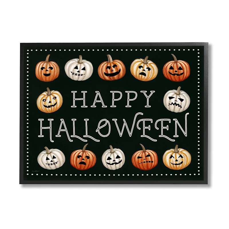 Stupell Industries Happy Halloween Jack-o-Lanterns Framed Giclee Art