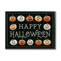 Stupell Industries Happy Halloween Jack-o-Lanterns Framed Giclee Art