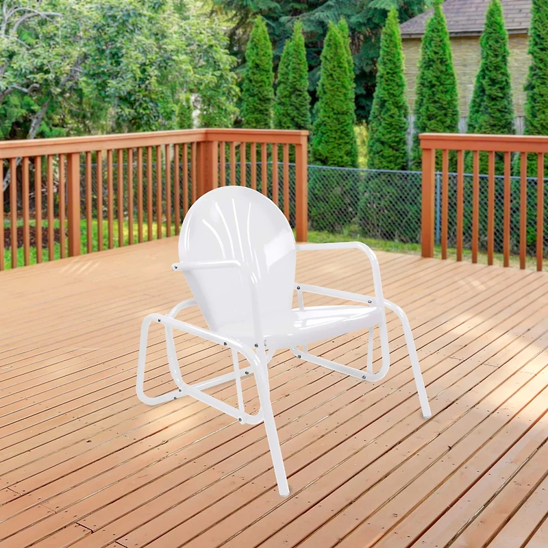 Outdoor Retro Metal Tulip Glider Patio Chair
