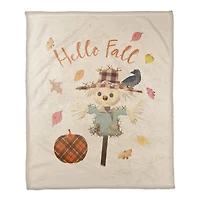 Hello Fall Scarecrow Coral Fleece Throw