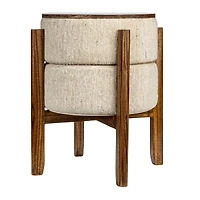 Hello Honey® 22" Woven Cotton & Wool Blend Table to Stool with Oak Wood Legs