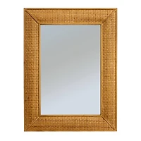 Hello Honey® 26" Natural Rectangle Wall Mirror with Rattan Detail