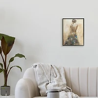 Stupell Industries Nude Female Body Soft Tone Flower Dress in Black Frame Wall Art