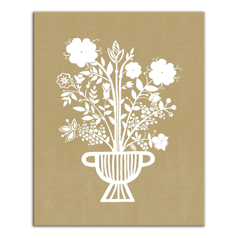White Mod Flower Vase Canvas Wall Art