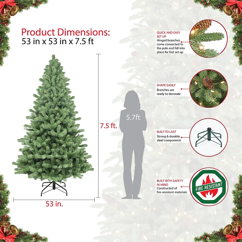 7.5ft. Pre-Lit Vermont Spruce Artificial Christmas Tree, Clear Lights