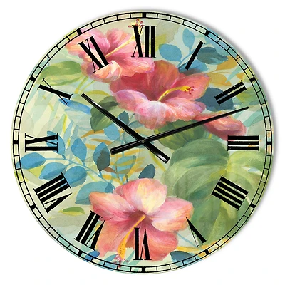 Designart Hibiscus Garden II Farmhouse Wall Clock