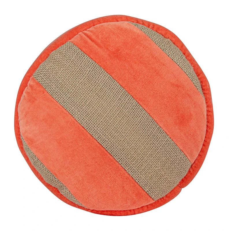 Hello Honey® Pink & Gray Stripes Cotton Velvet & Jute Bolster Pillow