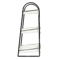 Hello Honey® 15.4" Distressed White 3-Tier Metal Tray with Black Frame